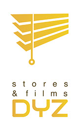 Logo DYZ de forme ronde- Brun et orange entoure d'un cercle de metal